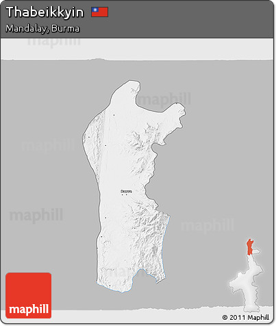 Gray 3D Map of Thabeikkyin, single color outside