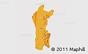 Political 3D Map of Thabeikkyin, single color outside