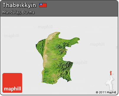 Satellite Panoramic Map of Thabeikkyin, single color outside