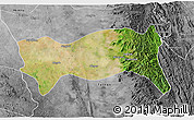 Satellite 3D Map of Yamethin, desaturated