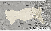 Shaded Relief 3D Map of Yamethin, darken, semi-desaturated
