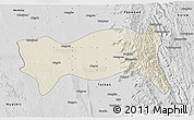 Shaded Relief 3D Map of Yamethin, desaturated