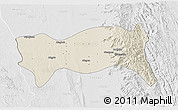 Shaded Relief 3D Map of Yamethin, lighten, desaturated