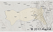 Shaded Relief 3D Map of Yamethin, semi-desaturated