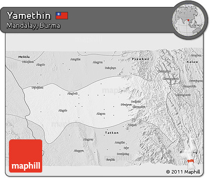 Silver Style 3D Map of Yamethin