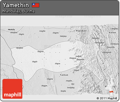 Silver Style 3D Map of Yamethin