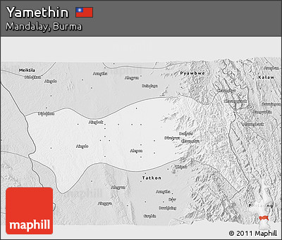 Silver Style 3D Map of Yamethin