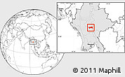 Blank Location Map of Yamethin, highlighted country