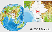 Physical Location Map of Yamethin, highlighted country