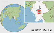 Savanna Style Location Map of Yamethin, highlighted country, highlighted parent region