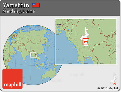 Savanna Style Location Map of Yamethin, highlighted parent region