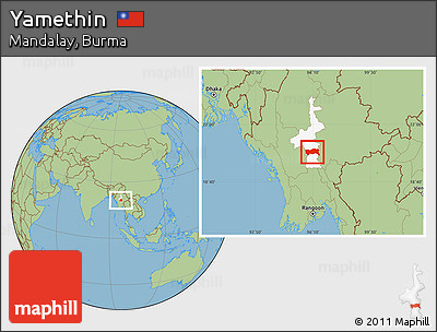 Savanna Style Location Map of Yamethin, highlighted parent region