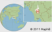 Savanna Style Location Map of Yamethin, highlighted parent region