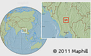 Savanna Style Location Map of Yamethin, hill shading