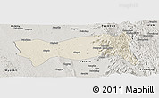 Shaded Relief Panoramic Map of Yamethin, semi-desaturated