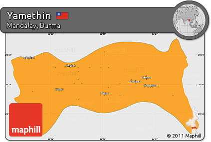 Political Simple Map of Yamethin, single color outside