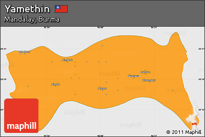 Political Simple Map of Yamethin, single color outside