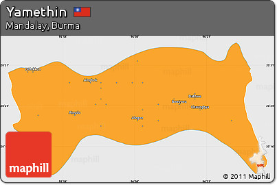 Political Simple Map of Yamethin, single color outside