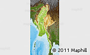 Physical Map of Burma, darken, land only
