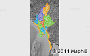 Political Map of Burma, darken, desaturated