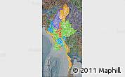 Political Map of Burma, darken, semi-desaturated