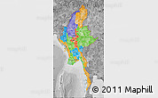 Political Map of Burma, desaturated