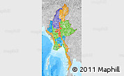 Political Map of Burma, lighten, desaturated, land only