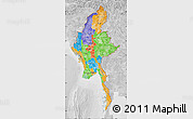 Political Map of Burma, lighten, desaturated