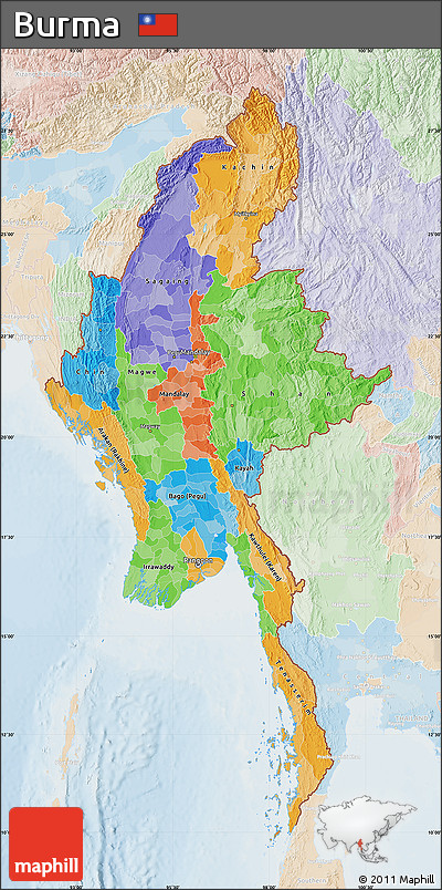 Political Map of Burma, lighten