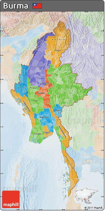 Political Map of Burma, lighten