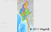Political Map of Burma, lighten, semi-desaturated, land only
