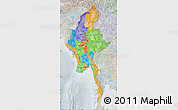 Political Map of Burma, lighten, semi-desaturated