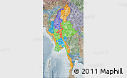 Political Map of Burma, semi-desaturated