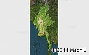 Satellite Map of Burma, darken