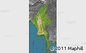 Satellite Map of Burma, desaturated, land only