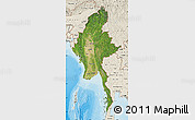 Satellite Map of Burma, shaded relief outside