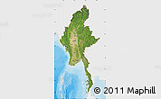 Satellite Map of Burma, single color outside, bathymetry sea, shaded relief sea