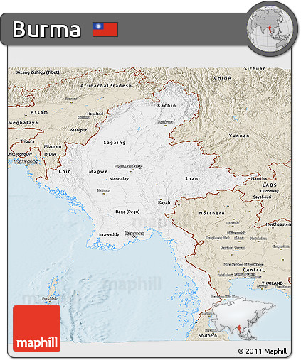 Classic Style Panoramic Map of Burma
