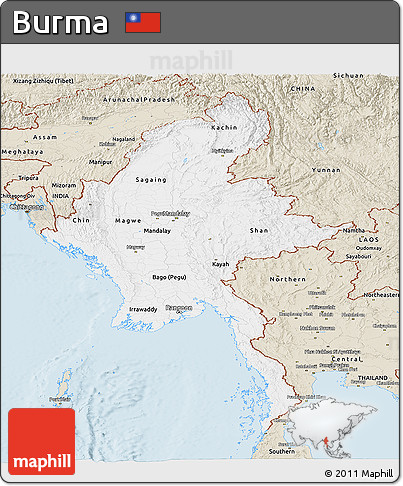 Classic Style Panoramic Map of Burma