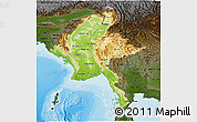 Physical Panoramic Map of Burma, darken, land only