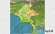 Physical Panoramic Map of Burma, satellite outside