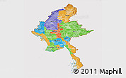 Political Panoramic Map of Burma, cropped outside