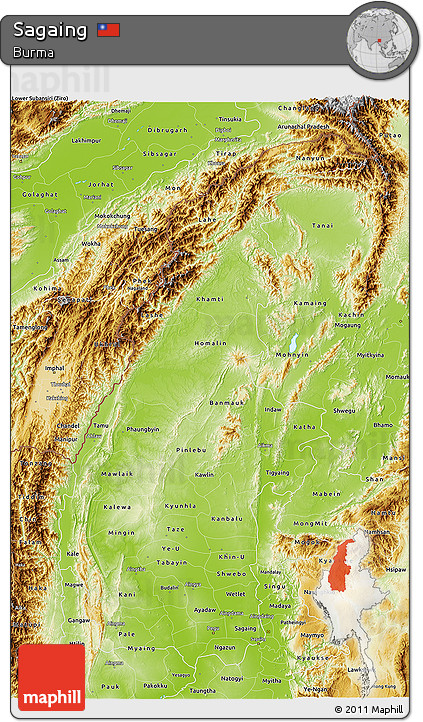 Physical 3D Map of Sagaing