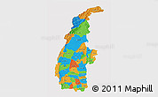 Political 3D Map of Sagaing, cropped outside