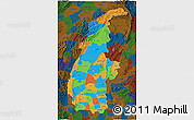 Political 3D Map of Sagaing, darken