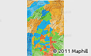 Political 3D Map of Sagaing, political shades outside