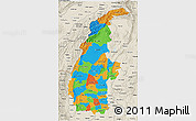 Political 3D Map of Sagaing, shaded relief outside