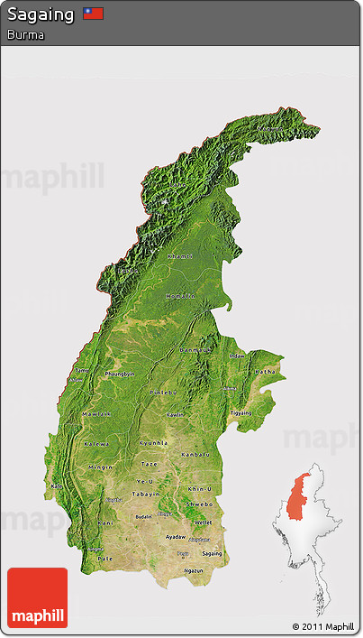 Satellite 3D Map of Sagaing, cropped outside