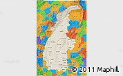 Shaded Relief 3D Map of Sagaing, political outside