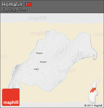 Classic Style 3D Map of Homalin, single color outside